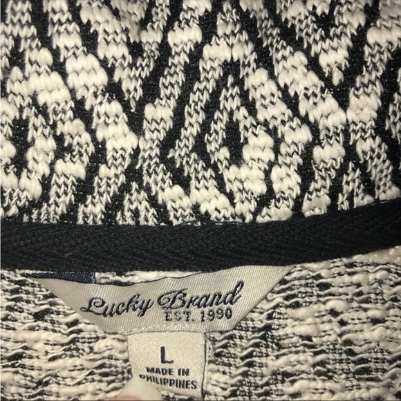 LUCKY BRAND | Sweater Jacket Black Cream Women’s Size Large - Picture 7 of 8